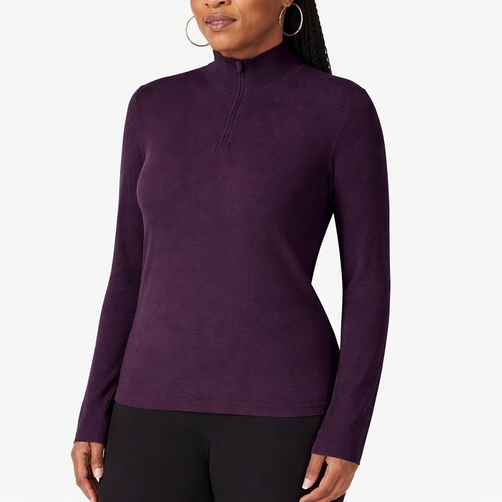 Mondetta Women's XL Active Ribbed 1/2 Zip Top Purple H0329